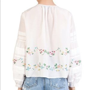The Kooples Tops - The Kooples shirred tie-detail embroidered top The Kooples Tops - The Kooples shirred tie-detail embroidered top